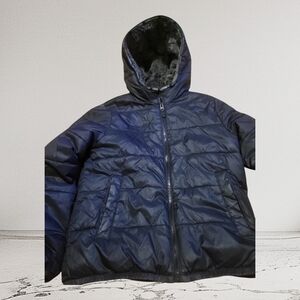 ABERCROMBIE & FITCH PUFFY HOODED JACKET SHERPA FLEECE LINED KIDS Size 11/12Black